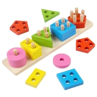 En bois géométrique colonne jouet forme couleur blocs de tri outil d