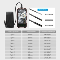 Endoscope industriel 1080P Borescope avec 6 lumières LED Caméra serpent à écran couleur IPS de 4, 5 pouces Caméra d