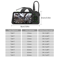 Endoscope industriel avec écran couleur IPS de 4, 5 pouces 1080P Photos Vidéos Caméra serpent avec 6 lumières LED Borescope IP67 Caméra d