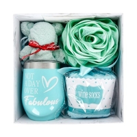 Ensemble cadeau tasse à café tasse thermique 12 oz avec couvercle paille cartes de vœux serviette chaussettes boule de bain tasse à café isolée tasse à boire réutilisable en acier inoxydable excellent anniversaire meilleurs cadeaux pour épouse so