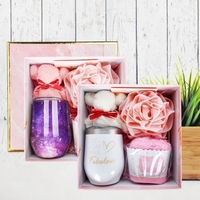 Ensemble cadeau tasse à café tasse thermique 12 oz avec couvercle paille cartes de vœux serviette chaussettes boule de bain tasse à café isolée tasse à boire réutilisable en acier inoxydable excellent anniversaire meilleurs cadeaux pour épouse so