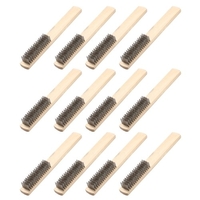 Ensemble de 12 brosses métalliques avec manche en bois,  brosse à gratter en fil d