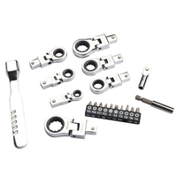 Ensemble de 20 clés à cliquet avec tête remplaçable clé à écrou évasé flexible en acier au chrome-vanadium Clé à cliquet à tête remplaçable de précision à cliquet à 72 dents avec ensemble d
