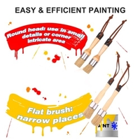 Ensemble de 4 pinceaux à peinture Les pinceaux ménagers comprennent une brosse ronde / plate avec boucle de suspension,  poignée ergonomique,  outil de peinture et de cire pour clôture murale de meubles