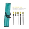 Ensemble de 5 fichiers comprenant 1 lime carrée / ronde / demi-ronde / plate / triangulaire avec 10 pouces de râpe,  sac de transport portable,  outil de sculpture pour façonner le bois,  cuir et plastique