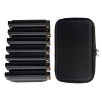 Ensemble de 7 harpes NAOMI Piedmont Blues Harmonica (touches G,  A,  Bb,  C,  D,  E,  F) 10 trous avec étui de transport à fermeture éclair