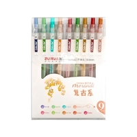 Ensemble de 9 stylos à encre gel couleur stylos à gel de dessin rétractables 0.5mm plomb de stylo pour la journalisation écriture note prise de coloriage école bureau maison papeterie fournitures
