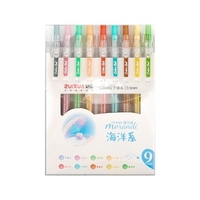 Ensemble de 9 stylos à encre gel couleur stylos à gel de dessin rétractables 0.5mm plomb de stylo pour la journalisation écriture note prise de coloriage école bureau maison papeterie fournitures