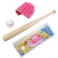 Ensemble de balles de baseball Batte de baseball + gants de baseball + gants de baseball Batte de baseball en bois 24 pouces Bâton de baseball en PVC 10, 5 pouces Kit de base-ball pour les jeunes enfants