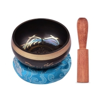 Ensemble de bols chantants tibétains ammoon avec bol sonore en métal fait à la main de 8, 5 cm / 3, 3 pouces et coussin doux (livraison de couleur aléatoire) et frappeur en bois pour la méditation sonore Chakra guérison Yoga Relaxation