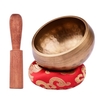 Ensemble de bols chantants tibétains Muslady Bol à motif échelle de calibre 8 cm + bâton en bois ordinaire 12 * 2 cm + tampon circulaire rouge de 8 cm