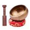 Ensemble de bols chantants tibétains Muslady Bol écailles de calibre 8 cm + bâton en bois noir 12, 5 * 2, 5 cm + anneau rouge 8 cm