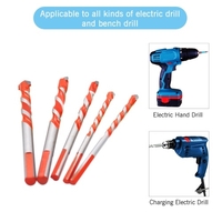 Ensemble de forets hélico daux multifonctionnels 5 pièces pour carreaux de béton verre céramique brique bois plastique acier inoxydable avec 1/4 5/16 3/8 1/2 pouce (orange)