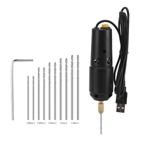 Ensemble de forets mini perceuse électrique en résine avec 10 forets forets pour bijoux bricolage produits en aluminium porte-clés en bois faisant des moules de moulage en résine noir