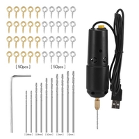 Ensemble de forets mini perceuse électrique en résine avec 10 forets forets pour bijoux bricolage produits en aluminium porte-clés en bois faisant des moules de moulage en résine noir