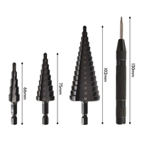 Ensemble de forets étagés HSS Cobalt 4 pièces Kit de forets en métal enduit de nitrure noir pratique pour panneau de fer/acier/PVC/bois mince