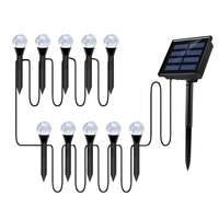 Ensemble de guirlandes de lampes de pelouse à bulles solaires décoration de paysage extérieur IP65 LED étanches lumières de piquet à énergie solaire pour allée/cour/jardin