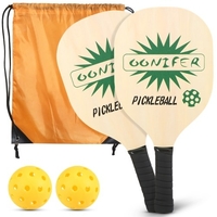 Ensemble de pagaies de pickleball en bois Palettes de pickleball légères avec sac de transport Raquettes de pickleball avec poignée de coussin ergonomique 2 pagaies de pickleball et 2 balles