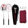 Ensemble de raquettes de badminton à 2 joueurs avec sac de transport de 3 volants et filet de badminton pour les jeux de loisirs en famille