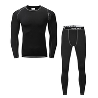 Ensemble de sous-vêtements de compression doublés de molleton thermique pour hommes