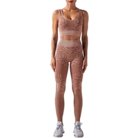 Ensemble de soutien-gorge et de leggings de sport pour femmes,  pantalons de yoga de cyclisme imprimés,  collants taille haute pour les rues de la maison de gymnastique 2 pièces