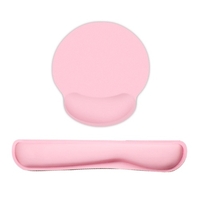 Ensemble de tapis de souris pour clavier en mousse à mémoire de forme,  tapis de souris pour clavier avec tissu Lycra,  base en caoutchouc antidérapante rose