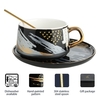 Ensemble de tasse à café et soucoupe Tooarts Tasse à thé en céramique Emballage cadeau 304 tasses à cuillère en acier pour le bureau ou la maison en utilisant 4 couleurs