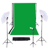 Ensemble de Triple de Photographie Studio / Vidéo avec 10ft * 12ft Noir Blanc Vert Voilages Backdrops Système de Support avec Housse