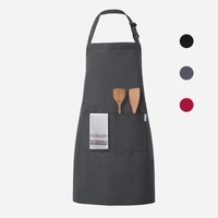 Esonmus 1 PC Velours de peau de pêche Tablier à bavette réglable souple Tablier de cuisine résistant à l