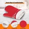 Esonmus Résistant À La Chaleur Silicone Gants De Four Gants De Four Antidérapant + 2 Porte-Pot De Coton pour Cuisine Cuisson Gril Barbecue - Plaid Rouge