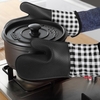 Esonmus Résistant À La Chaleur Silicone Gants De Four Gants De Four Antidérapant + 2 Porte-Pot De Coton pour Cuisine Cuisson Gril Barbecue - Plaid Rouge