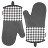 Esonmus Résistant À La Chaleur Silicone Gants De Four Gants De Four Antidérapant + 2 Porte-Pot De Coton pour Cuisine Cuisson Gril Barbecue - Plaid Rouge