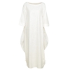 Ethnique Femmes Robe Solide Coton Poche Col Rond Manches 3/4 Lâche Baggy Vintage Maxi Robe Robe One-Piece