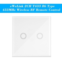 eWeLink 2CH T433 86 Type Écran tactile mural de luxe Sticky 433MHz Télécommande sans fil RF Modules d