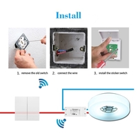 eWeLink Interrupteur mural à bouton-poussoir Télécommande Télécommande 2 Type 86 Interrupteur MARCHE / ARRÊT 433 MHz Transmetteur de télécommande sans fil avec autocollants Position libre Flexible pour la maison