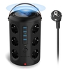 Extension de tour de prise multiprise 2500w AC110-250v10A avec 12 prises AC et 4 ports USB et 1 type C et indicateur LED de charge sans fil Câble d