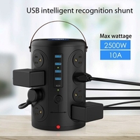 Extension de tour de prise multiprise 2500w AC110-250v10A avec 16 prises AC et 4 ports USB et 1 type C et indicateur LED de charge sans fil Câble d