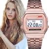 F91 multifonctionnel LED montre électronique numérique en acier inoxydable unisexe montre-bracelet d