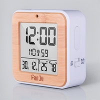 FanJu Mini horloge numérique portable avec affichage de la date de la température Bonne horloge multifonction LCD réveil pour les voyages d