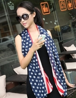 Fashion femmes hommes enfants foulard en mousseline de soie drapeau américain Stars Stripes Long châle écharpe Pashmina unisexe