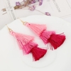 Fashion Retro Bohemia Trois couches de couleur Long Frange Dangle Hook Boucles d