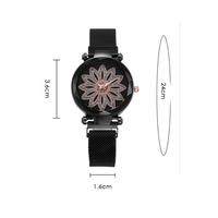 Fashionanle élégant décontracté fleur cadran étoilé visage femmes regardent la montre-bracelet avec bande de bracelet aimant
