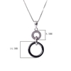 Femme fille mode Unique en argent Sterling 925 Zircon strass cristal céramique Double anneaux bijoux chaîne collier pendants pour cadeau de mariage fête