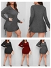 Femmes à manches longues robe avec cordon de serrage col en V Plus taille Mini robe