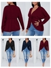 Femmes à manches longues T-shirt col en V torsadé irrégulière grande taille décontracté hauts