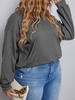 Femmes à manches longues T-shirt sweat goutte épaule grande taille décontracté hauts