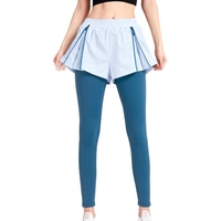 Femmes 2-en-1 Leggings taille élastique fermeture éclair réglable séchage rapide respirant collants de course athlétique entraînement Compression Yoga pantalon