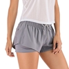 Femmes 2-en-1 Sport Shorts Taille Élastique Cordon Poche Couleur Unie Entraînement Running Gym Yoga Shorts