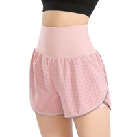 Femmes 2-en-1 Yoga Shorts taille haute large ceinture respirant tissu course danse Fitness Sports Shorts