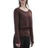 Femmes 2 Pièces Crop Tops Ensemble Camisole Doux Modal Bretelles Spaghetti Trous Pour Le Pouce À Manches Longues Yoga Danse Running Sweat-shirt Solide Tops